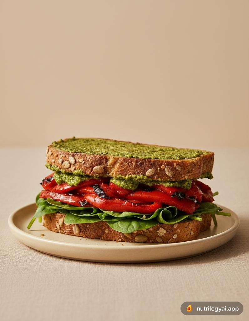 Panino con peperoni rossi arrostiti