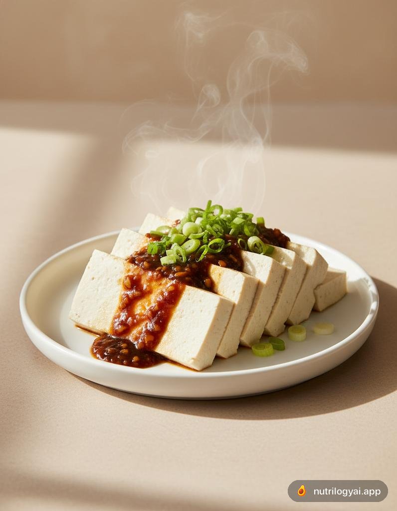 Tofu vapeur à l'ail et à la sauce soja