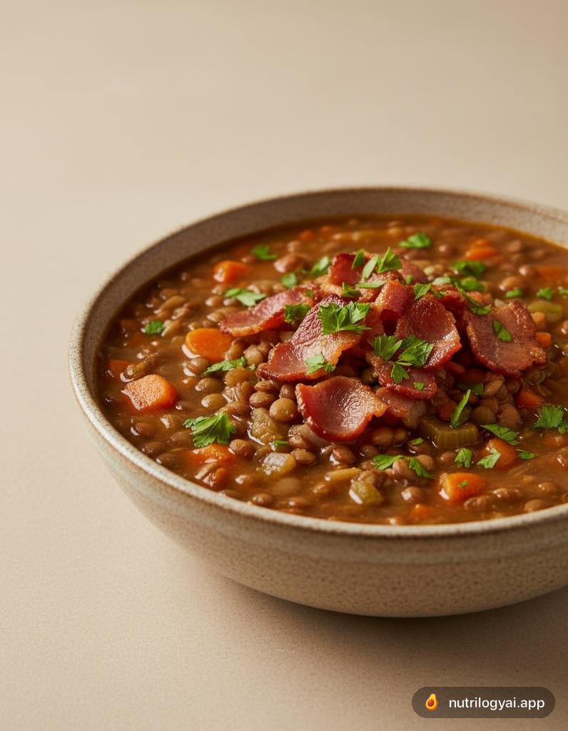 Sopa de lentilha com bacon