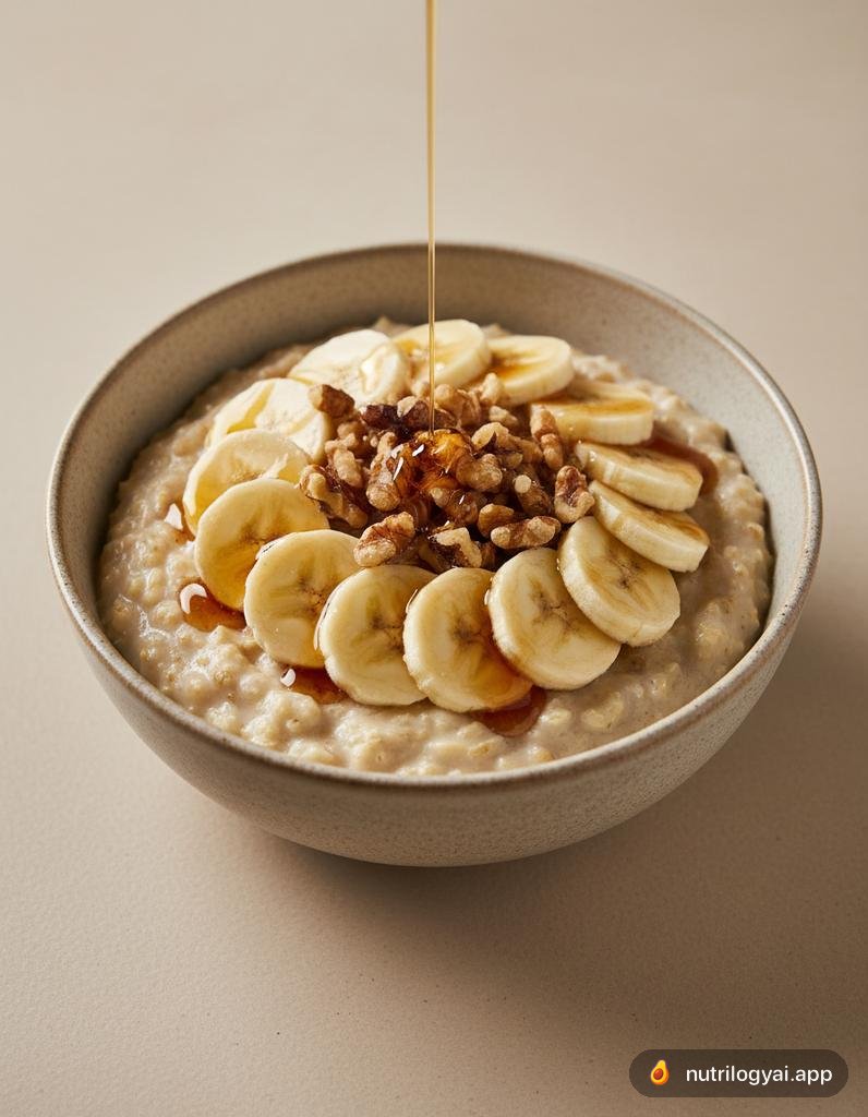 Aveia com banana e nozes