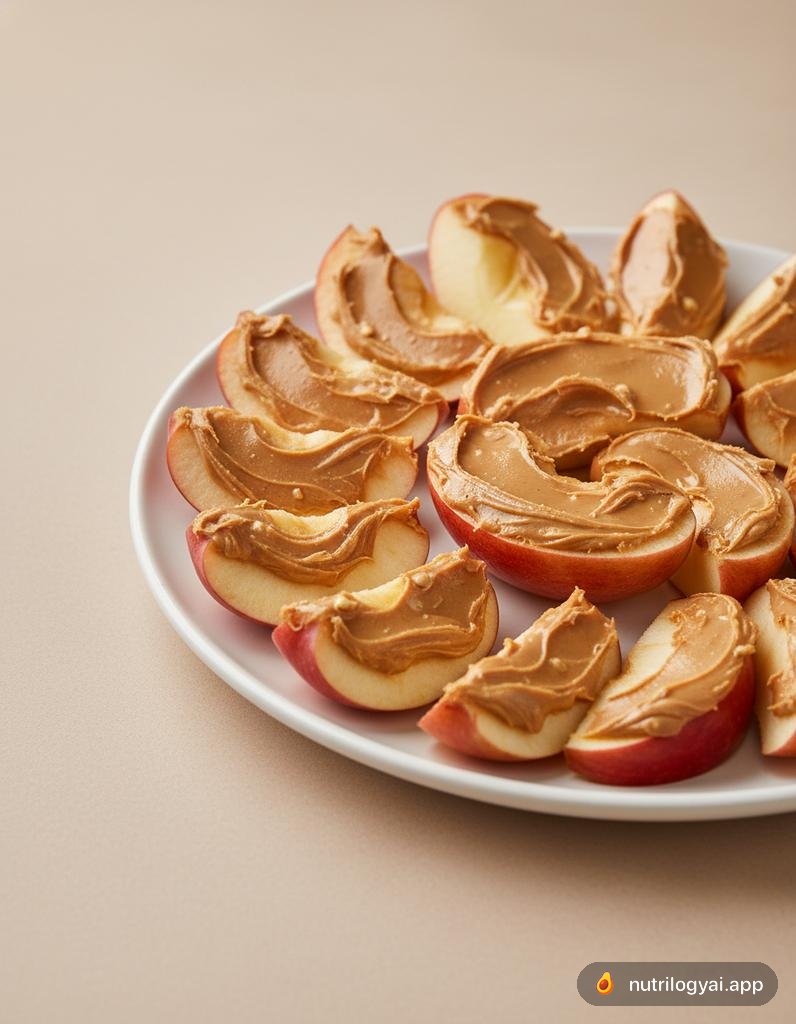 Apfelscheiben mit Erdnussbutter