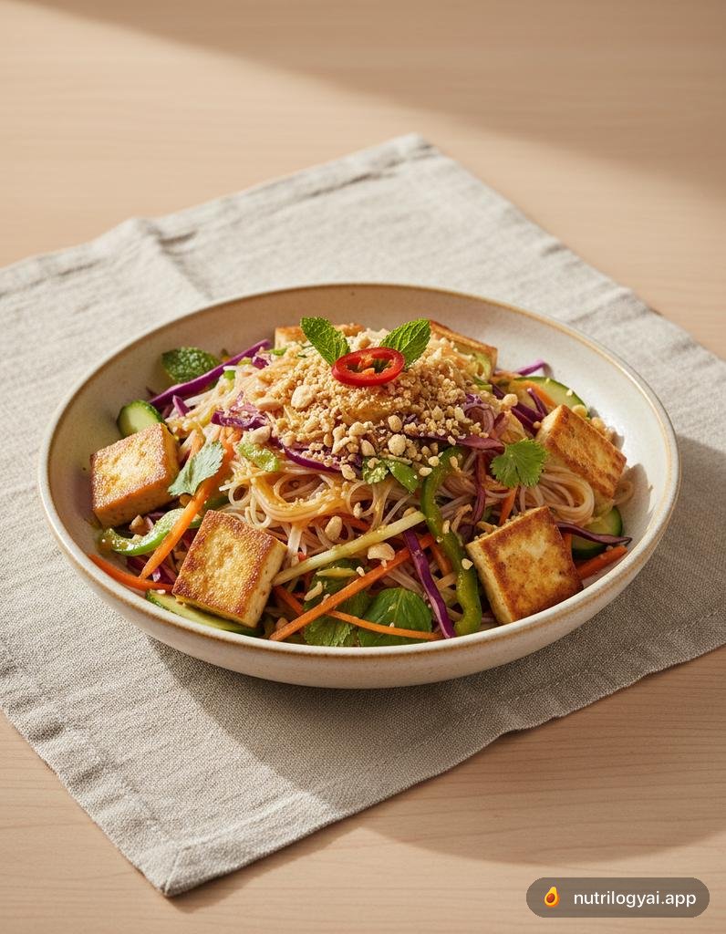 Insalata di vermicelli di riso con tofu