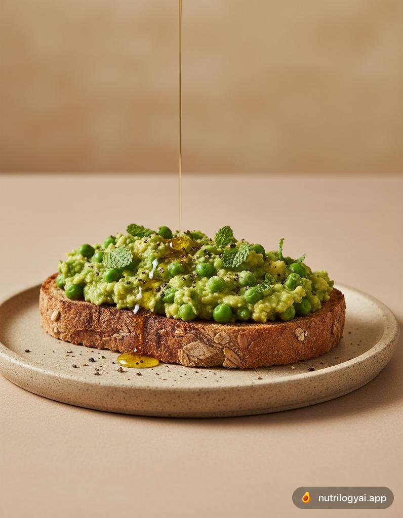 Tostada de chícharos machacados