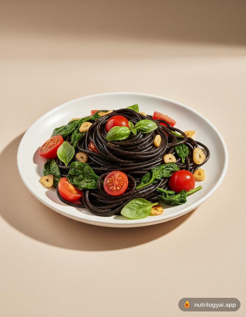 검은콩 스파게티와 마늘, 토마토