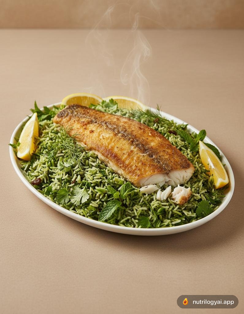 Sabzi Polo ba Mahi (Arroz con hierbas y pescado)