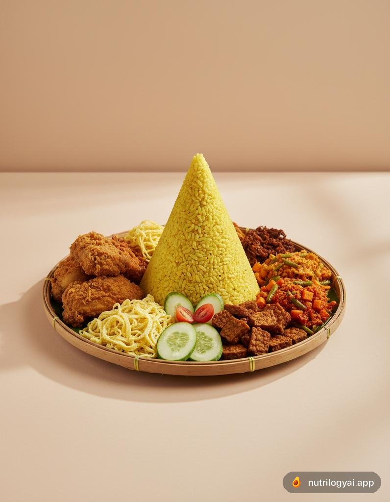 Nasi Tumpeng (Cone-shaped Yellow Rice Platter)