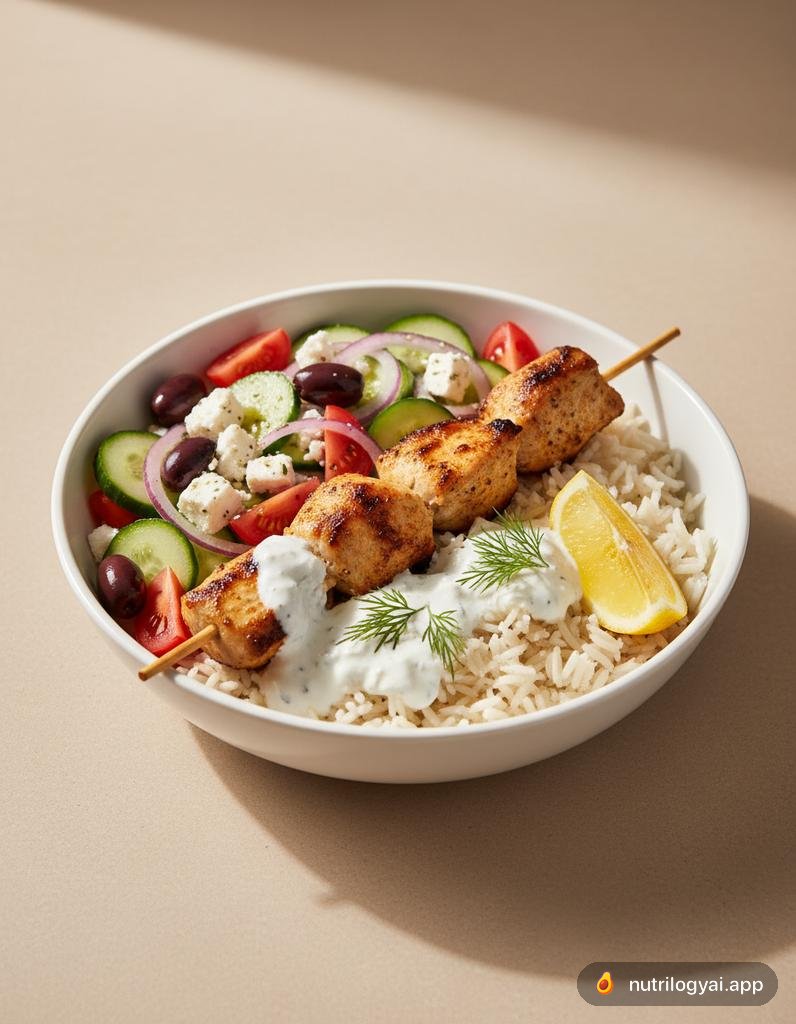 Hähnchen-Souvlaki-Bowl