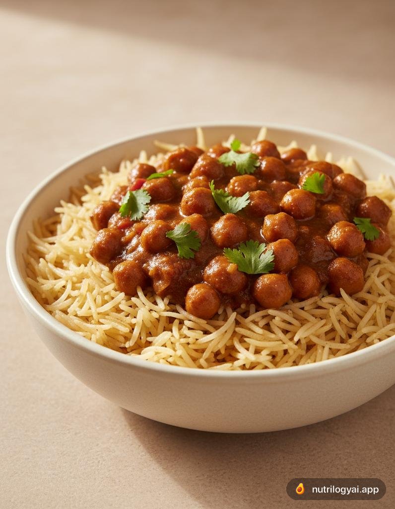 Chole Chawal (Curry de garbanzos con arroz)