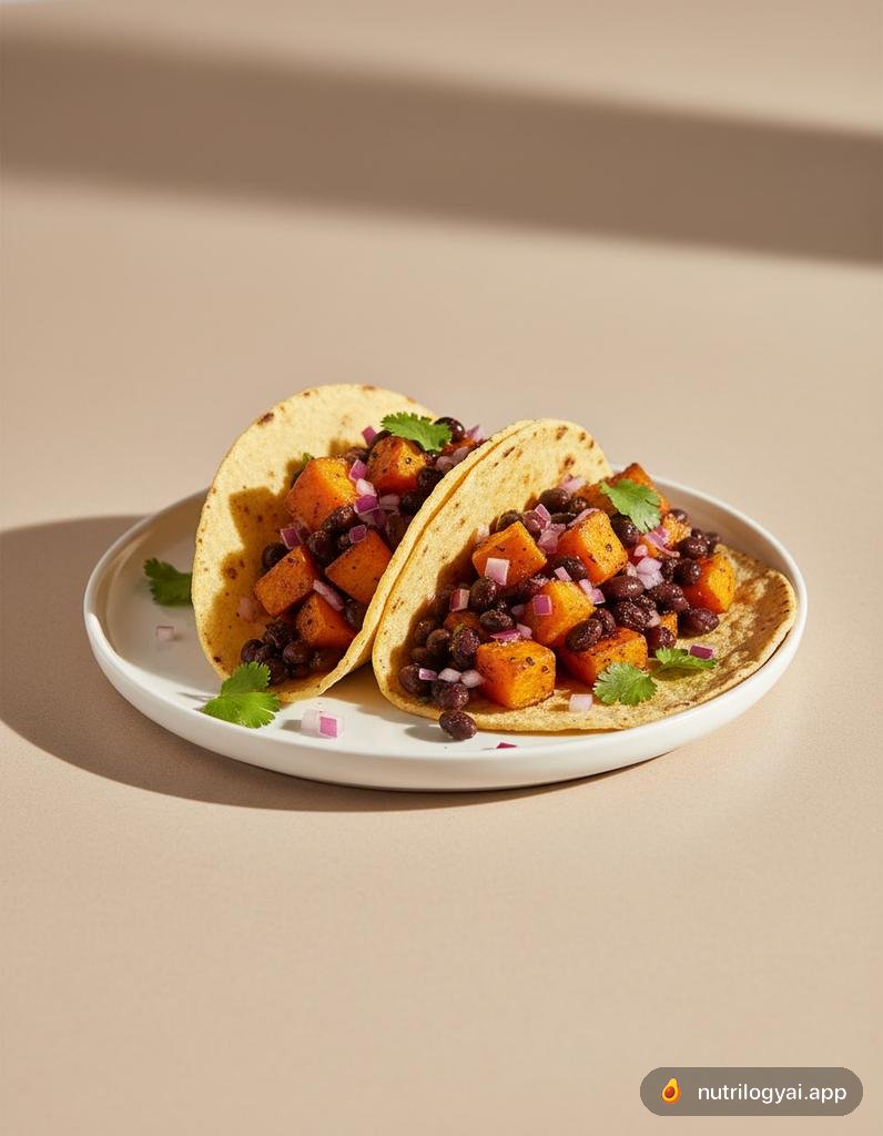 Tacos de batata y frijoles negros