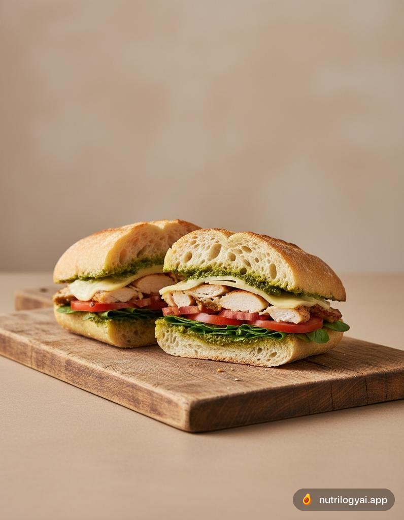 Sándwich de pollo asado y pesto